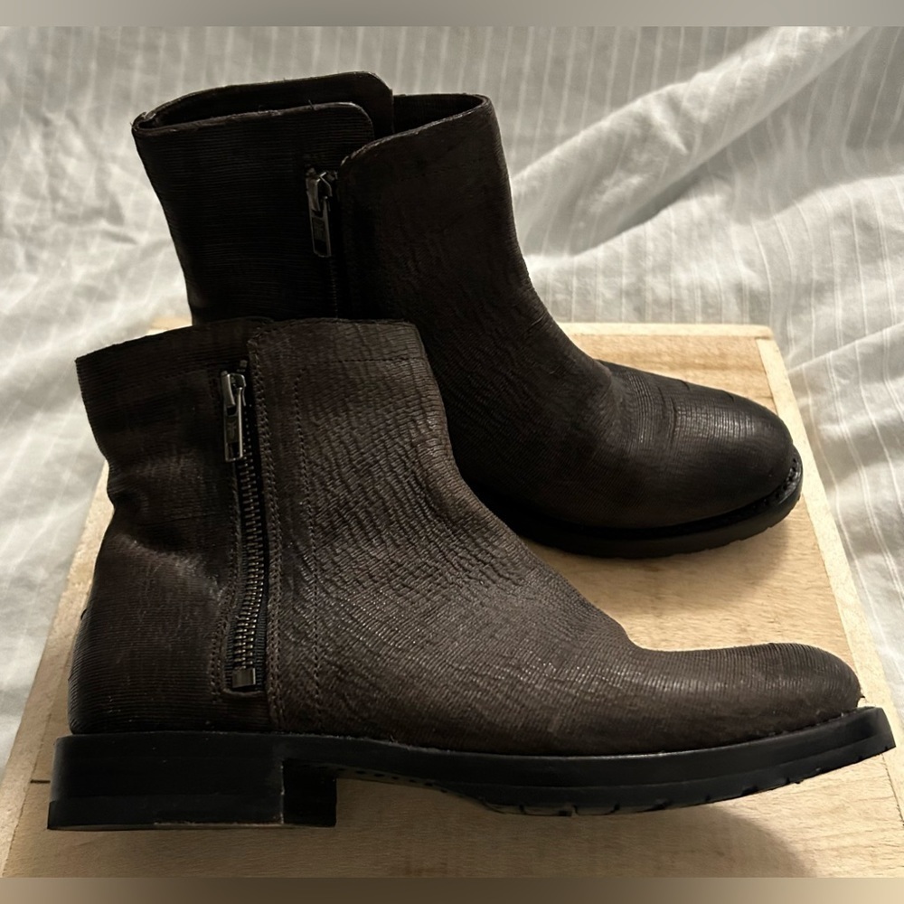 Frye Natalie Double Zip Womens Brown Charcoal Ankle Boots Bootie 78491 Size 6.5B